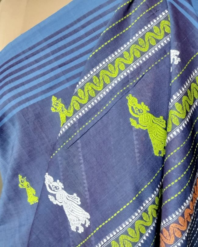 Gollabhama (milkmaid / gopika) handweave saree in cotton – (WGHS1012) - Image 5