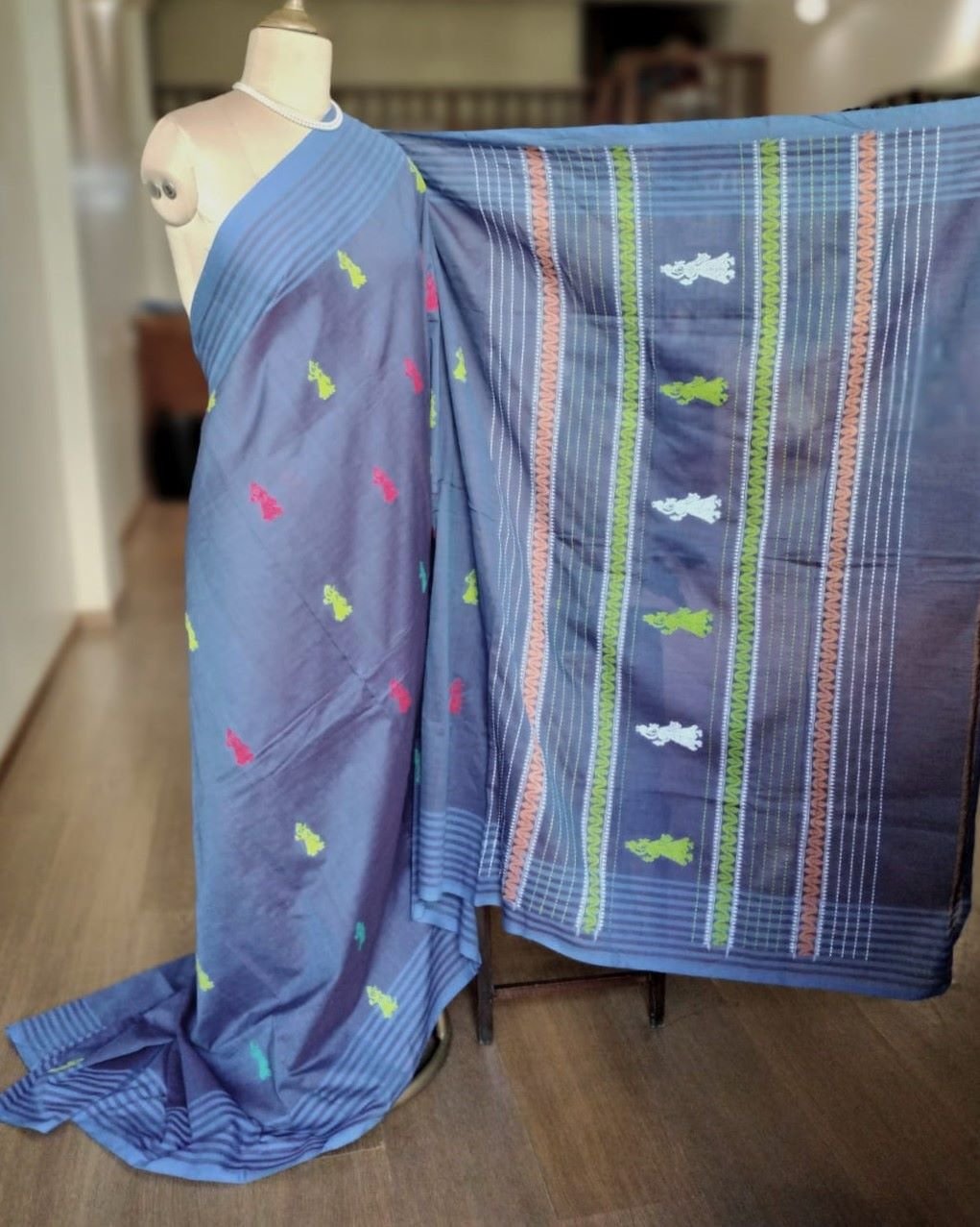 Gollabhama (milkmaid / gopika) handweave saree in cotton – (WGHS1012) - Image 2