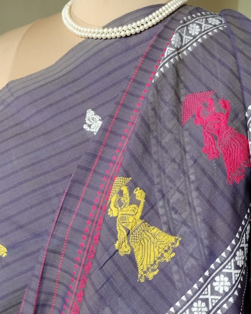 Gollabhama (milkmaid / gopika) handweave saree in cotton – (WGHS1013) - Image 5