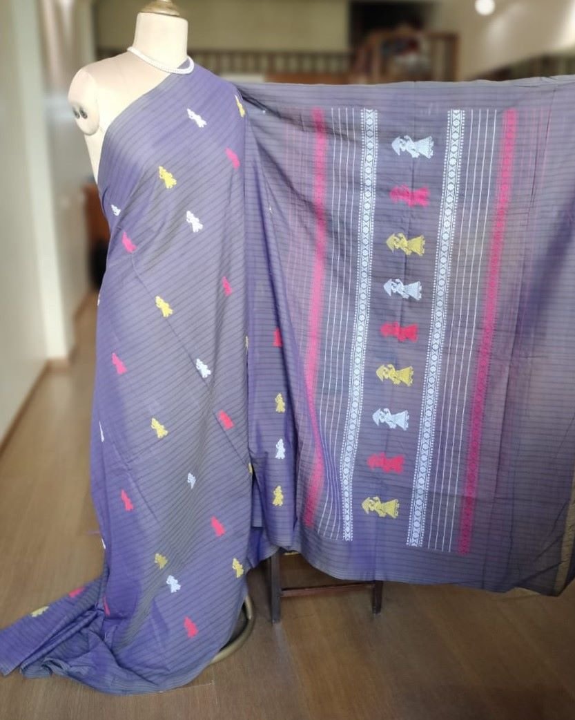 Gollabhama (milkmaid / gopika) handweave saree in cotton – (WGHS1013) - Image 2