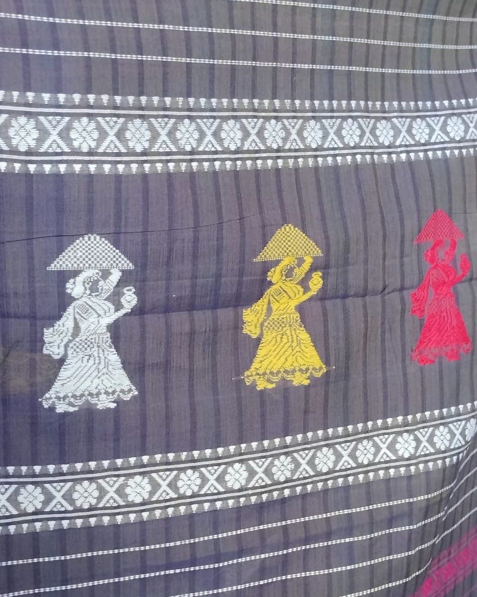 Gollabhama (milkmaid / gopika) handweave saree in cotton – (WGHS1013) - Image 6