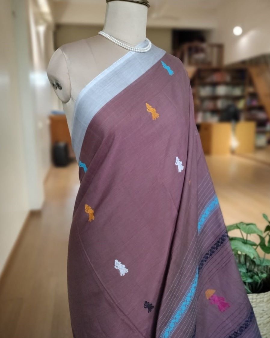 Gollabhama (milkmaid / gopika) handweave saree in cotton – (WGHS1014) - Image 3