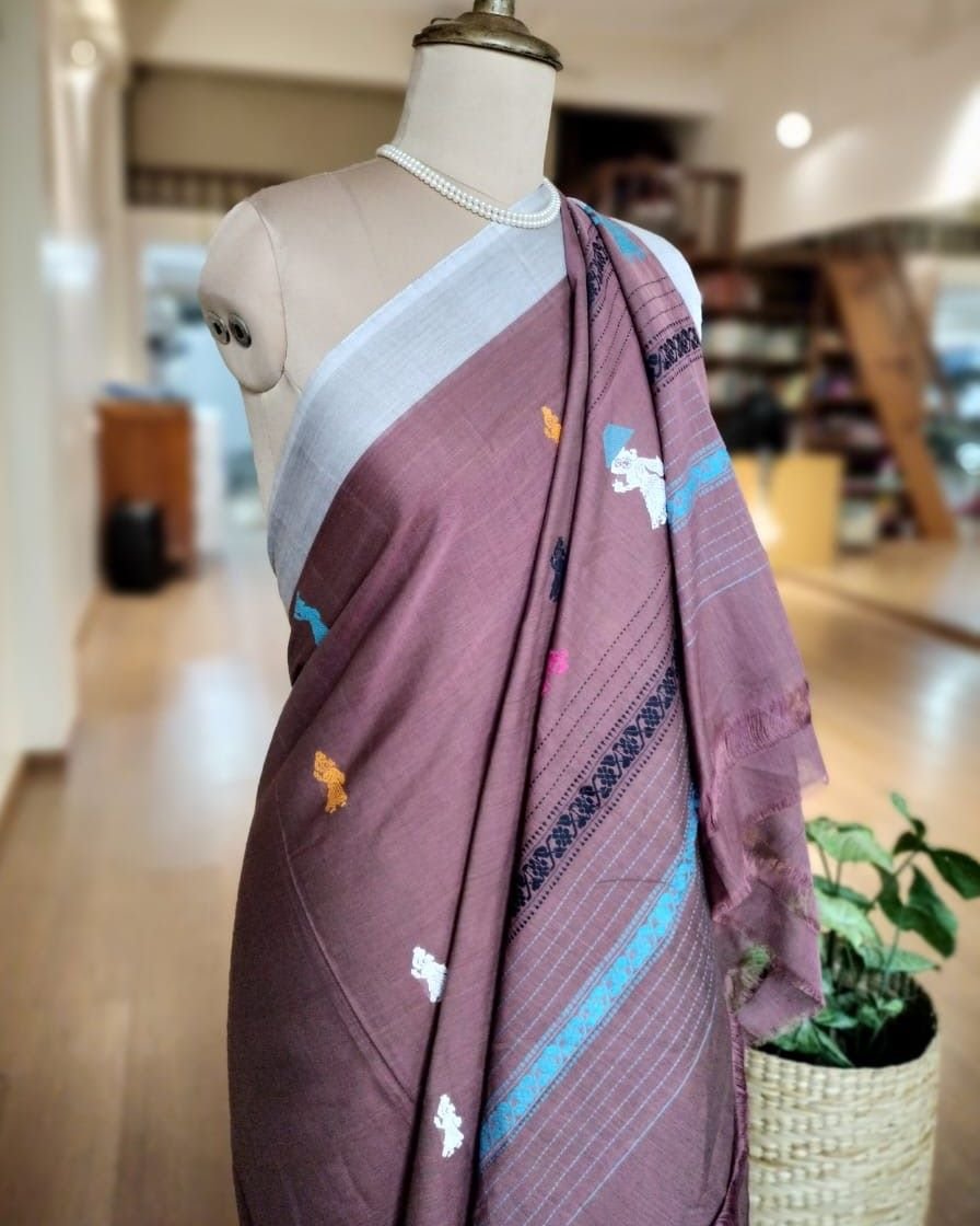 Gollabhama (milkmaid / gopika) handweave saree in cotton – (WGHS1014) - Image 4