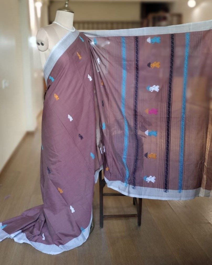 Gollabhama (milkmaid / gopika) handweave saree in cotton – (WGHS1014) - Image 2