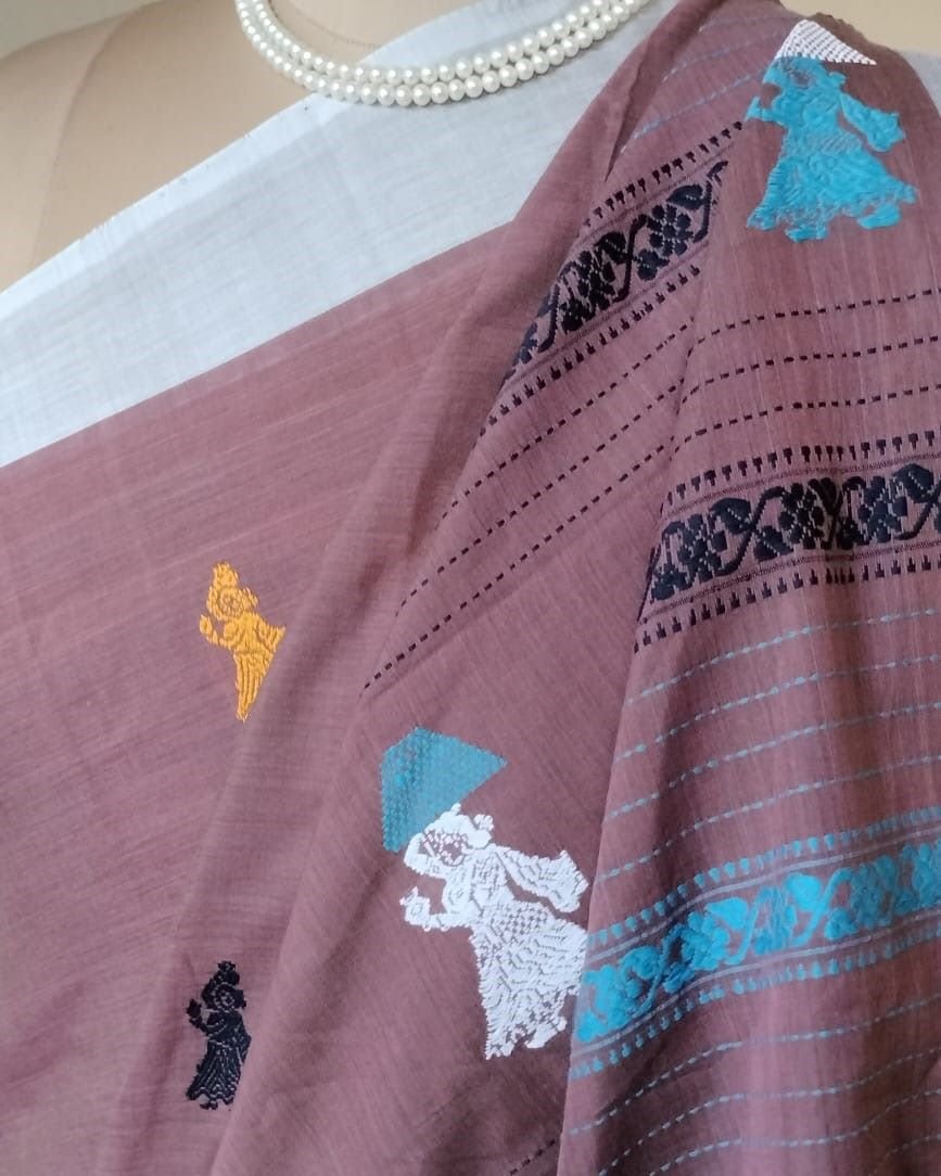 Gollabhama (milkmaid / gopika) handweave saree in cotton – (WGHS1014) - Image 5