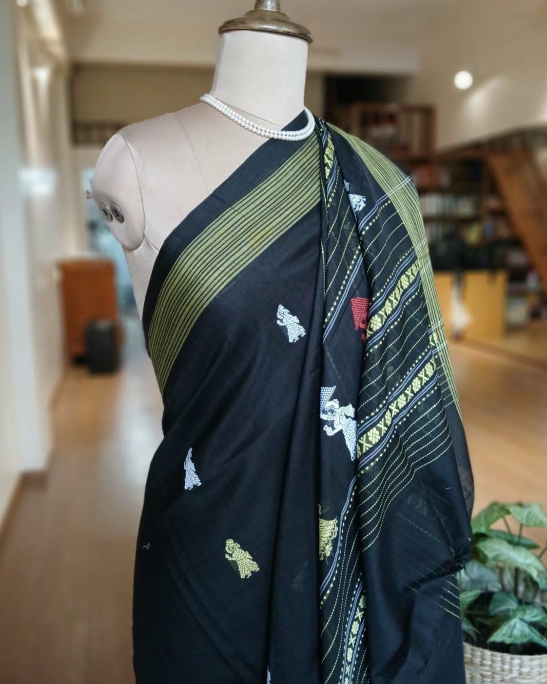 Gollabhama (milkmaid / gopika) handweave saree in cotton – (WGHS1002) - Image 3