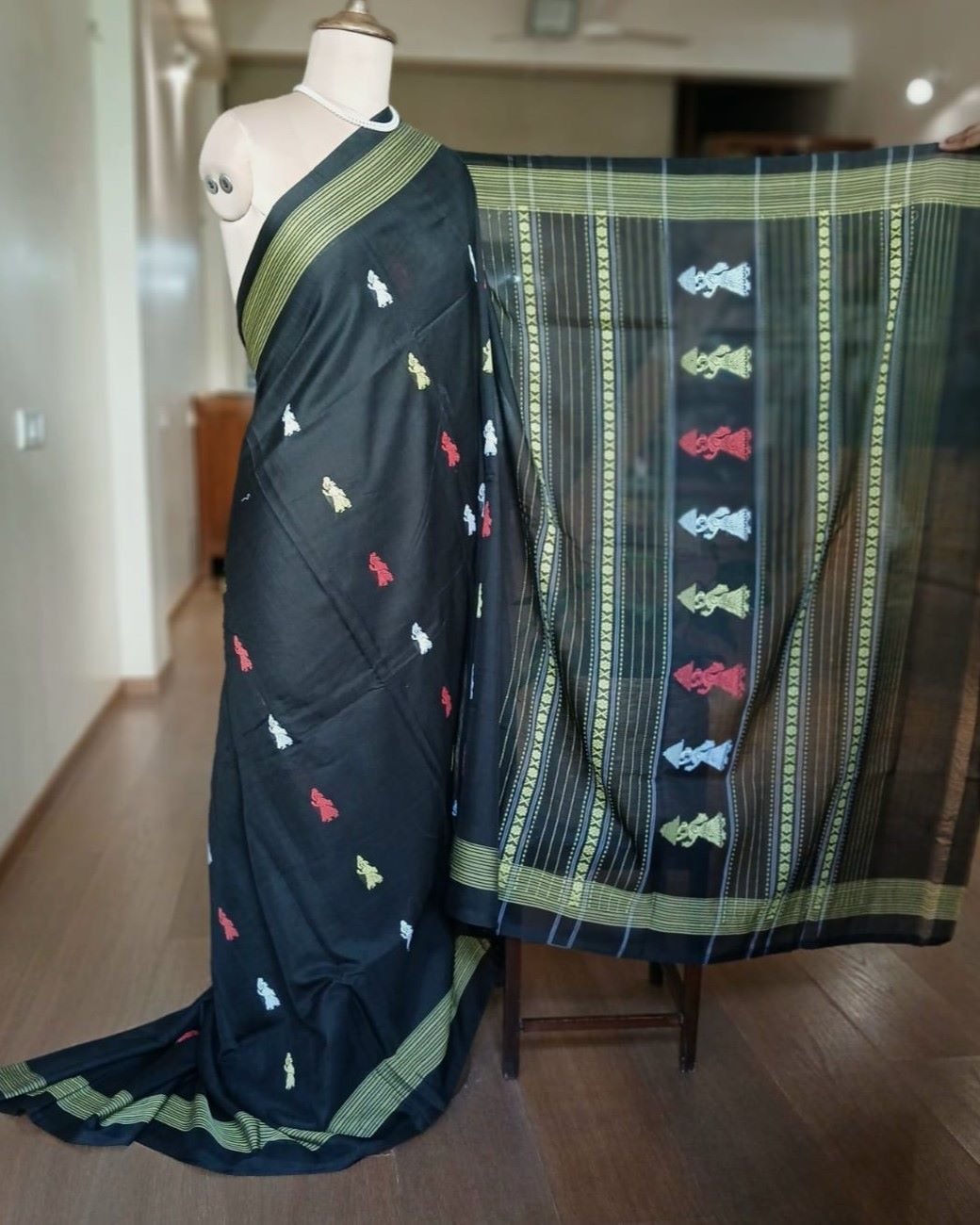 Gollabhama (milkmaid / gopika) handweave saree in cotton – (WGHS1002) - Image 6