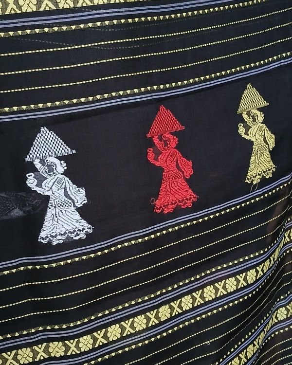 Gollabhama (milkmaid / gopika) handweave saree in cotton – (WGHS1002) - Image 7