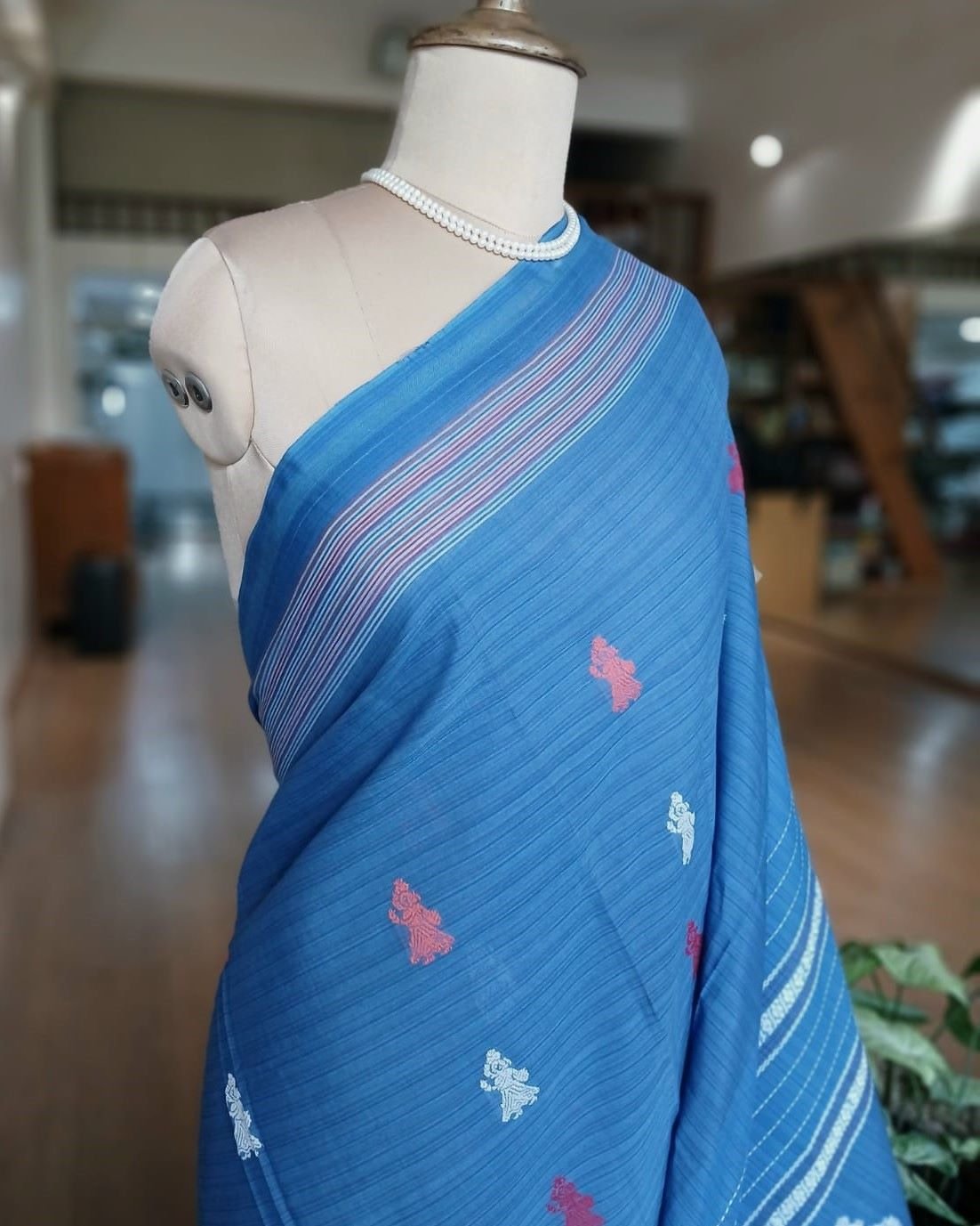 Gollabhama (milkmaid / gopika) handweave saree in cotton – (WGHS1004) - Image 3