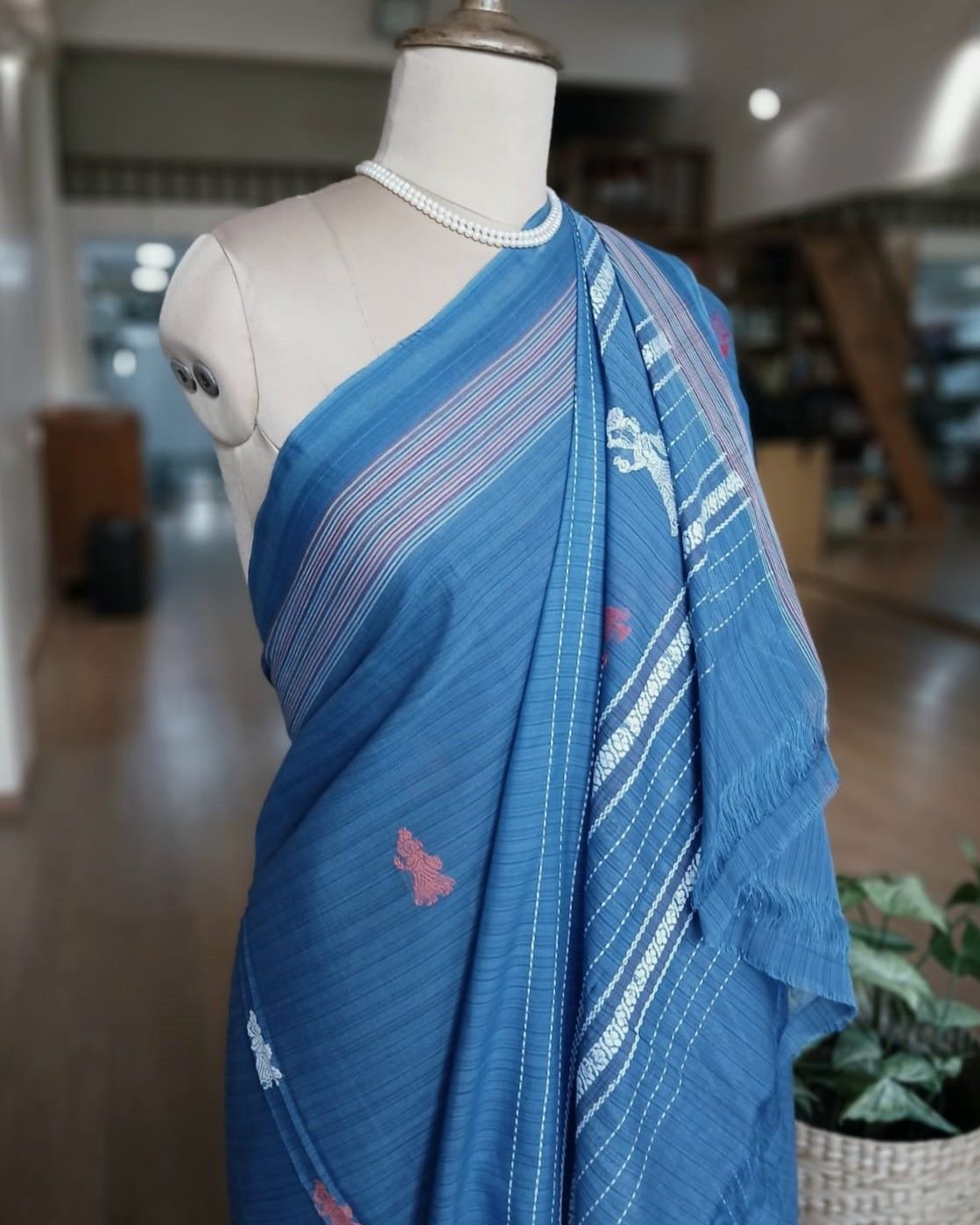 Gollabhama (milkmaid / gopika) handweave saree in cotton – (WGHS1004) - Image 4