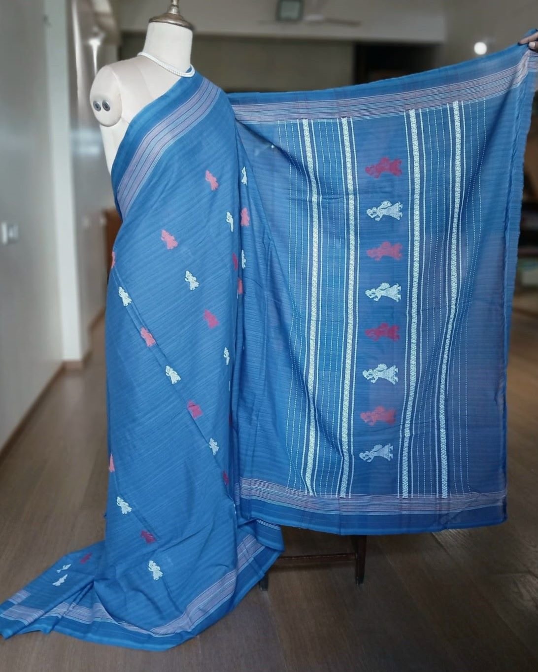 Gollabhama (milkmaid / gopika) handweave saree in cotton – (WGHS1004) - Image 2