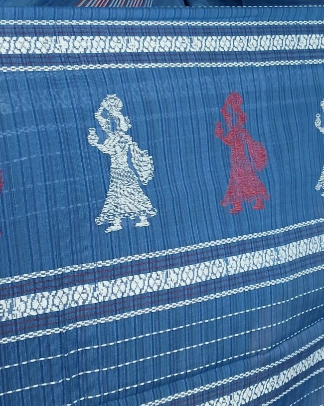 Gollabhama (milkmaid / gopika) handweave saree in cotton – (WGHS1004) - Image 6