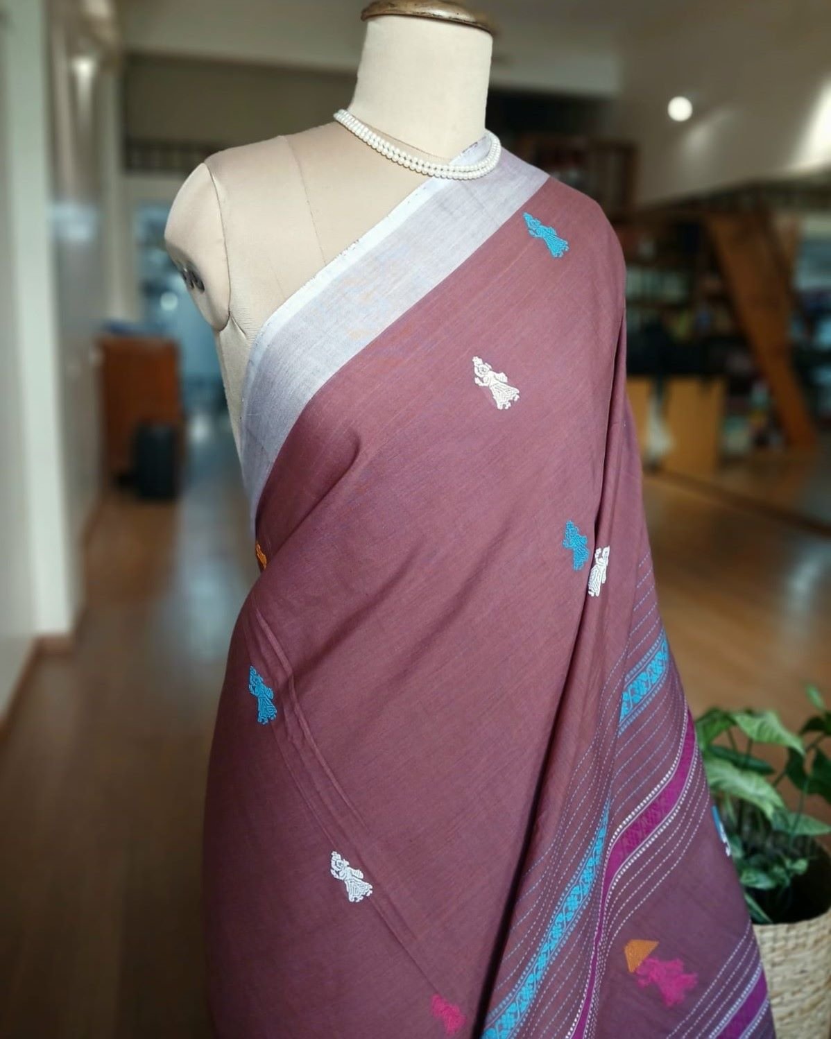 Gollabhama (milkmaid / gopika) handweave saree in cotton – (WGHS1007) - Image 3