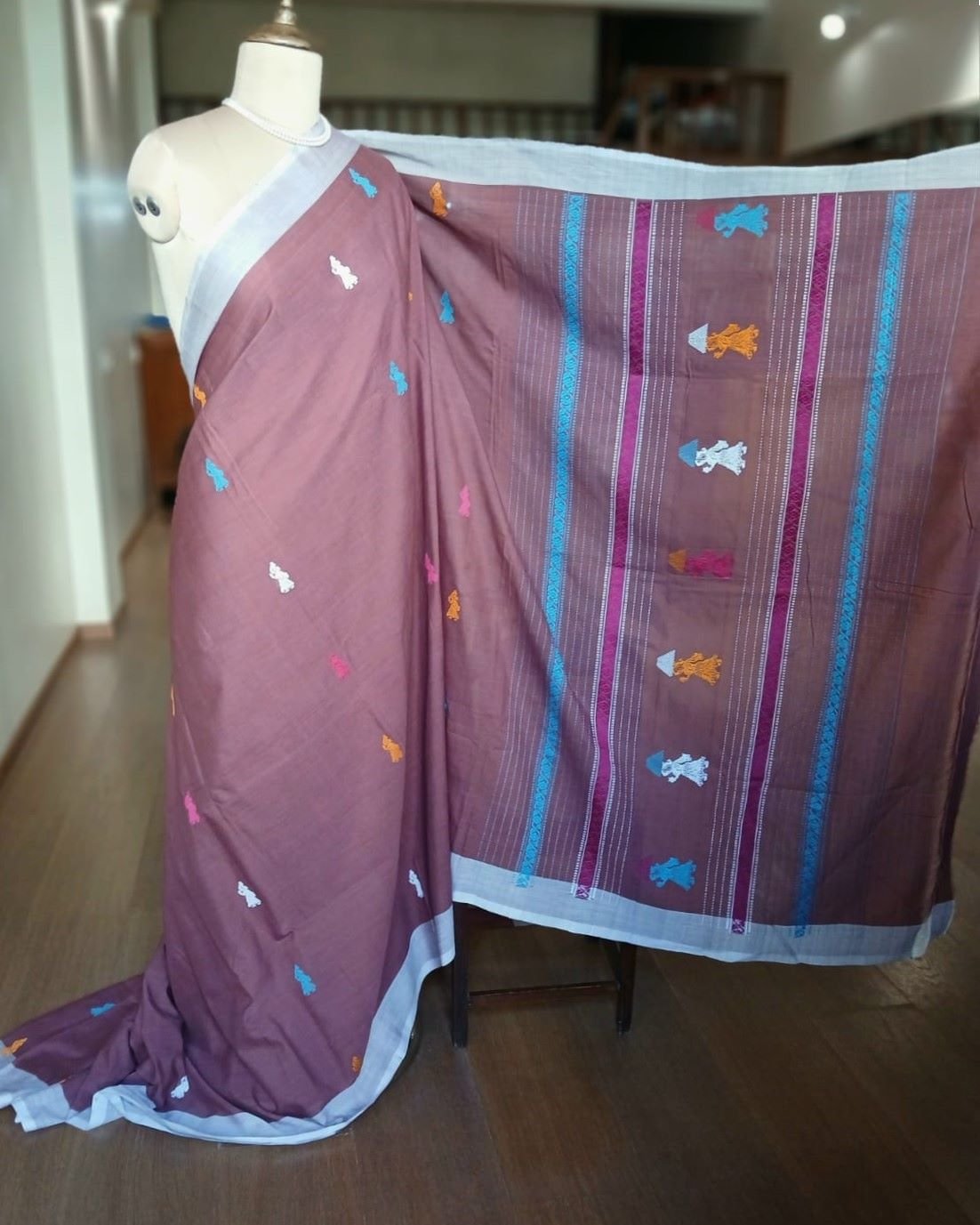 Gollabhama (milkmaid / gopika) handweave saree in cotton – (WGHS1007) - Image 2