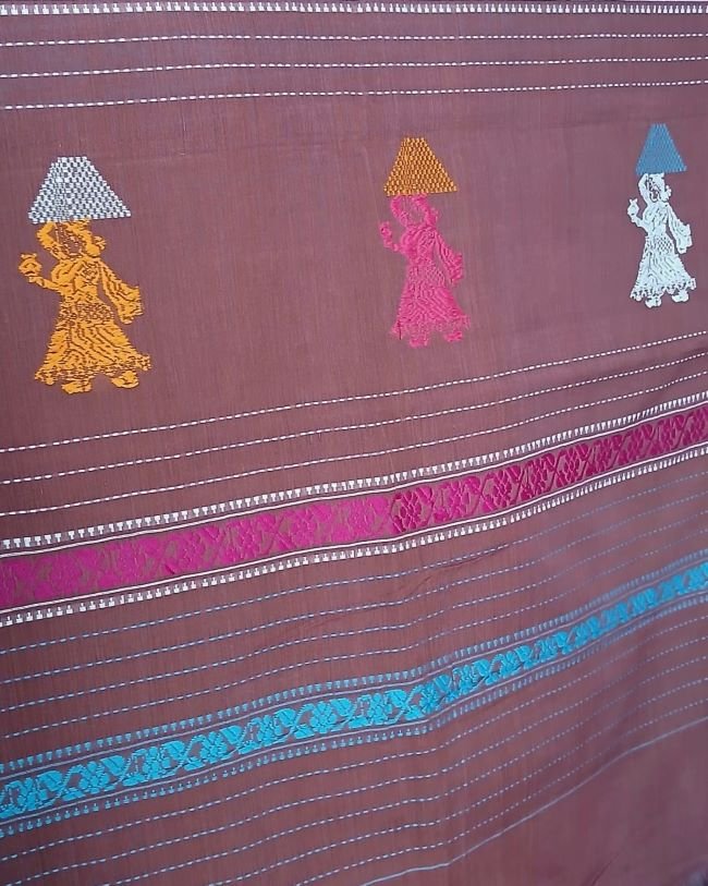 Gollabhama (milkmaid / gopika) handweave saree in cotton – (WGHS1007) - Image 6