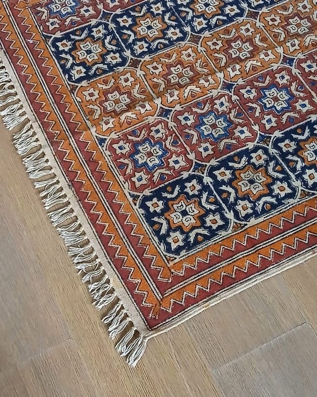 Kalamkari Dhurrie from Warangal (5 x 3 ft) – (NWKD1131)