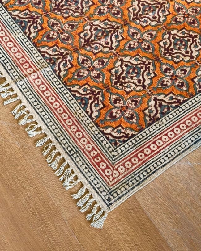 Kalamkari Dhurrie from Warangal (5 x 3 ft) – (NWKD1143)