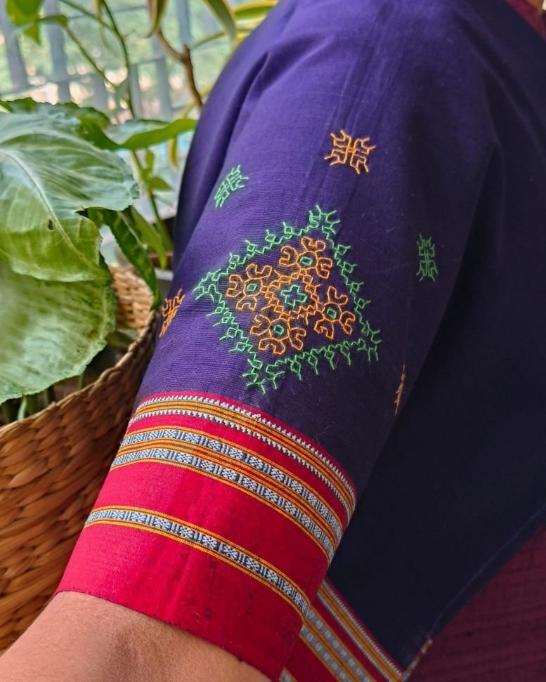 Kasuti Hand-Embroidery Blouse Piece – (KHBP0028) - Image 2