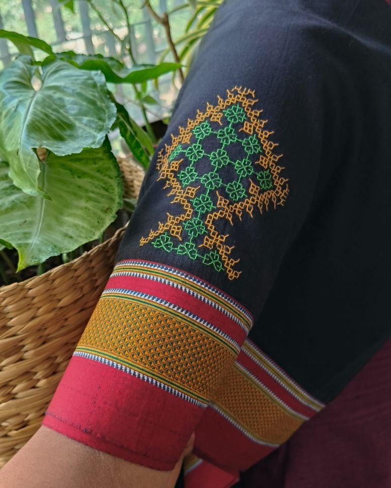 Kasuti Hand-Embroidery Blouse Piece – (KHBP0030) - Image 3