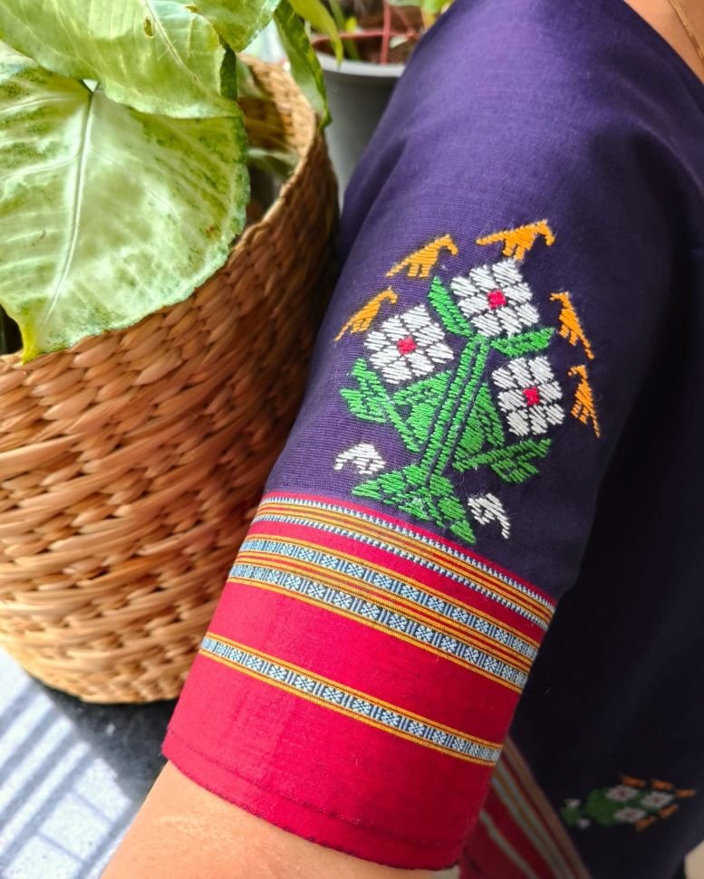 Kasuti Hand-Embroidery Blouse Piece – (KHBP0026) - Image 2