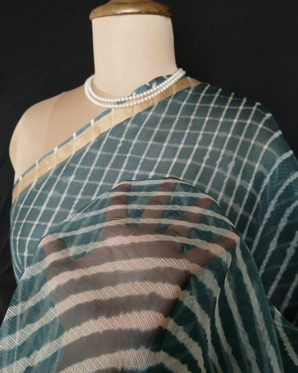 Hand tie-dye Leheriya on Kota Silk (HTKS0011) - Image 5