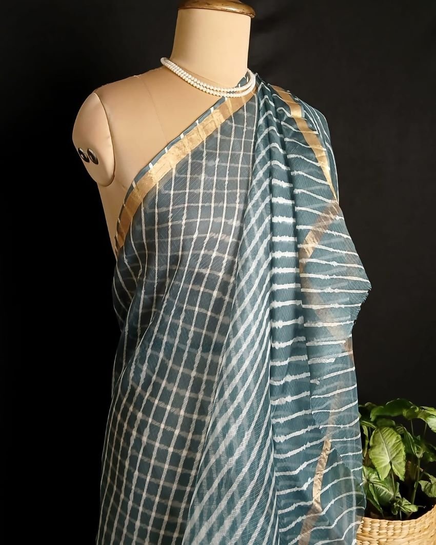 Hand tie-dye Leheriya on Kota Silk (HTKS0011)