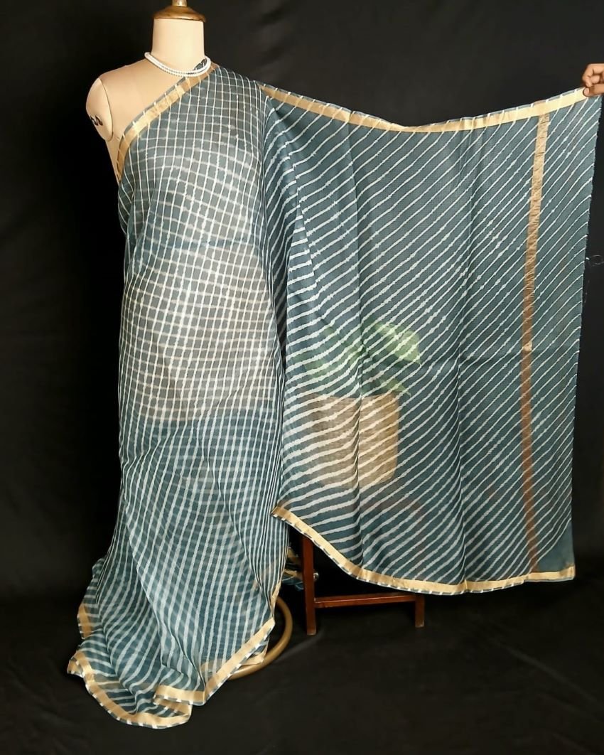 Hand tie-dye Leheriya on Kota Silk (HTKS0011) - Image 3