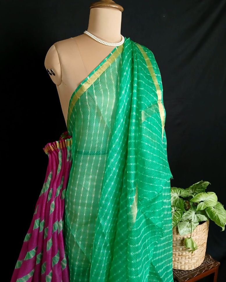 Hand tie-dye Leheriya on Kota Silk (HTKS0010)