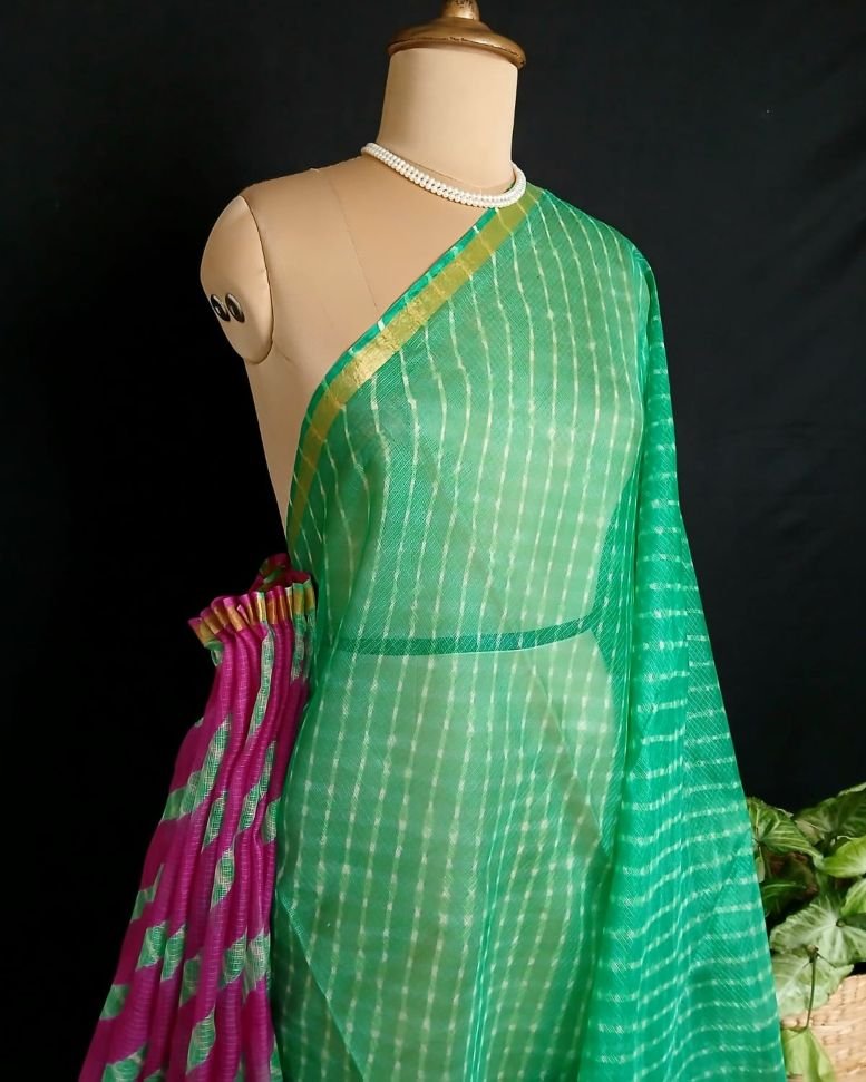 Hand tie-dye Leheriya on Kota Silk (HTKS0010) - Image 4