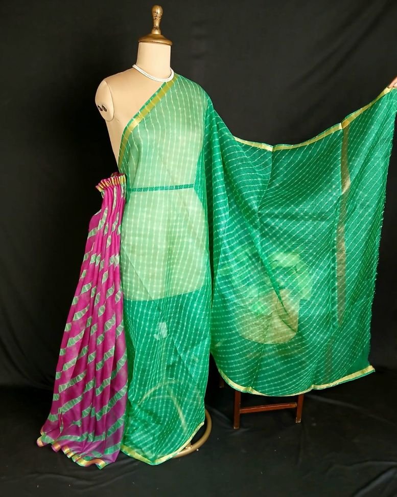 Hand tie-dye Leheriya on Kota Silk (HTKS0010) - Image 5