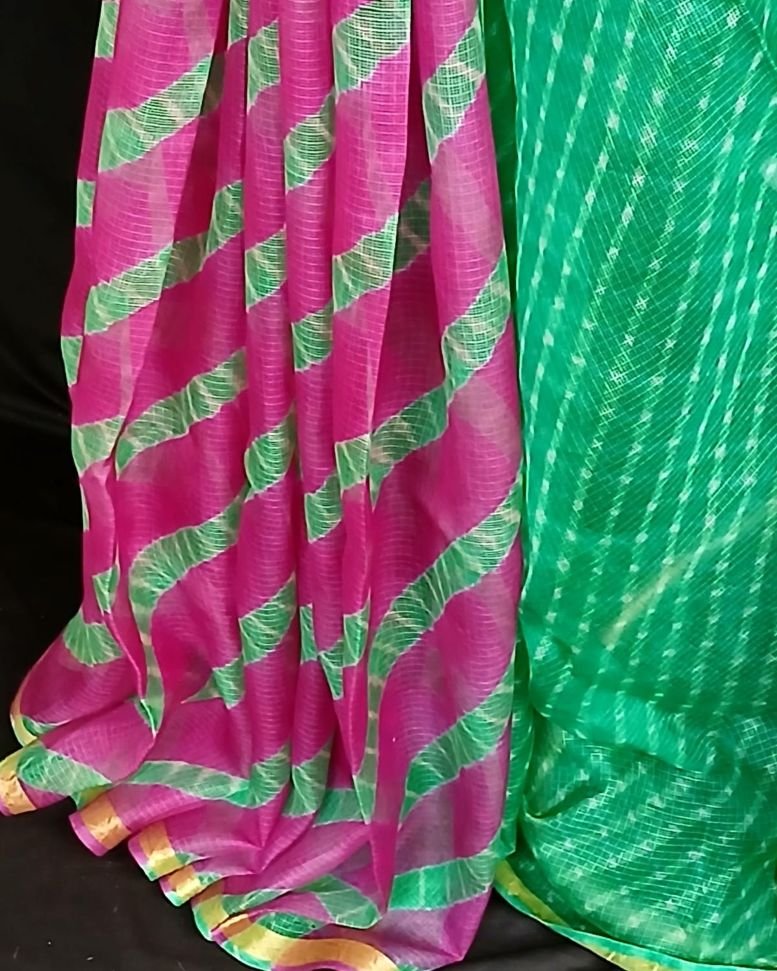 Hand tie-dye Leheriya on Kota Silk (HTKS0010) - Image 7