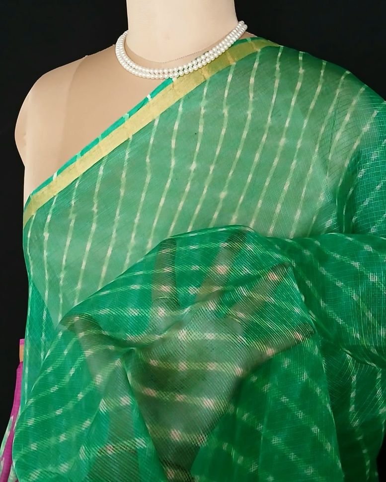 Hand tie-dye Leheriya on Kota Silk (HTKS0010) - Image 6