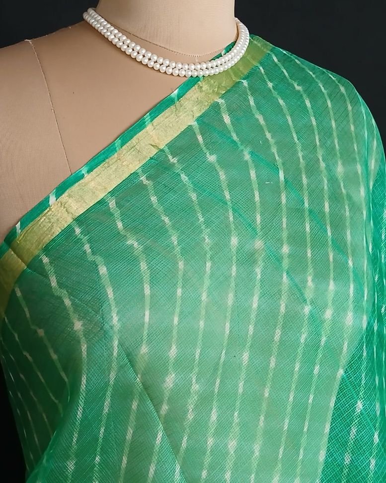 Hand tie-dye Leheriya on Kota Silk (HTKS0010) - Image 3