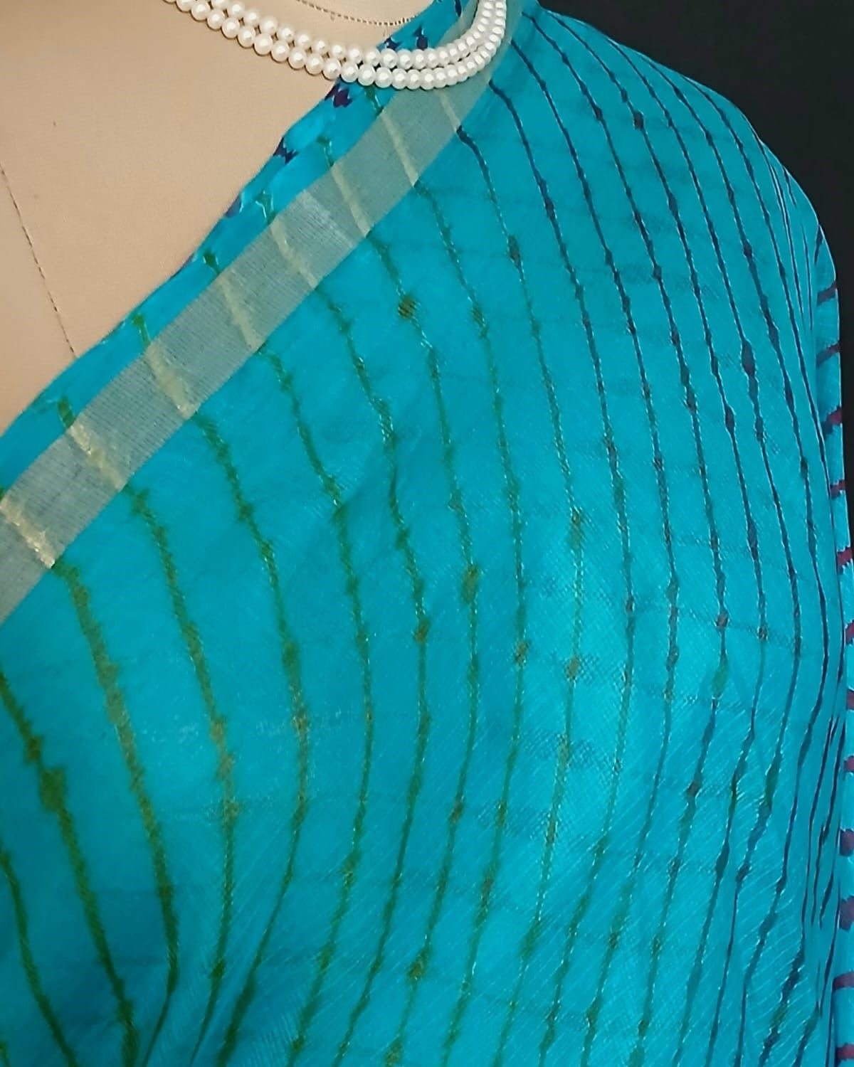 Hand tie-dye Leheriya on Kota Silk (HTKS0016) - Image 5