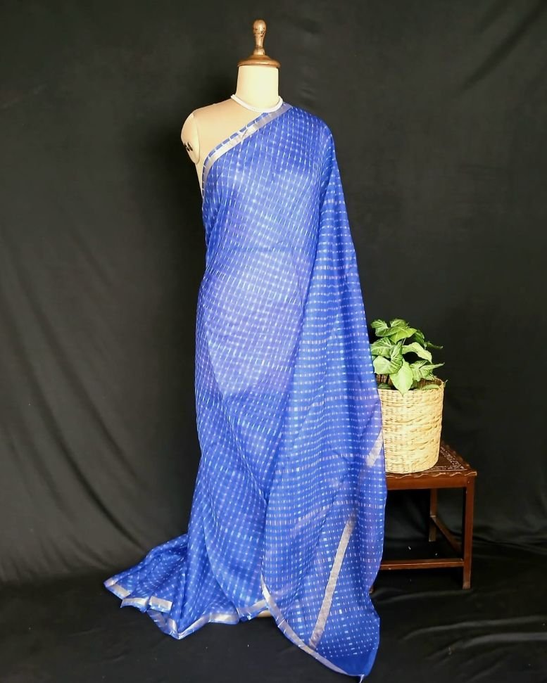 Hand tie-dye Leheriya on Kota Silk (HTKS0003) - Image 7