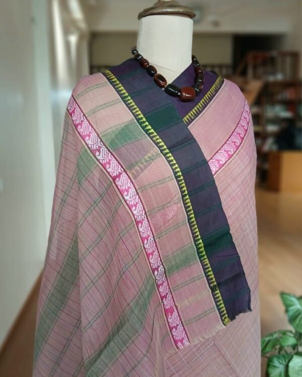 Handloom Cotton Saree from Narayanpet in Telangana - (HCSN0001) - Image 6