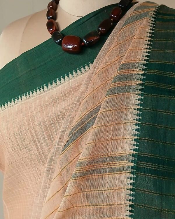 Handloom Cotton Saree from Narayanpet in Telangana - (HCSN0002) - Image 5
