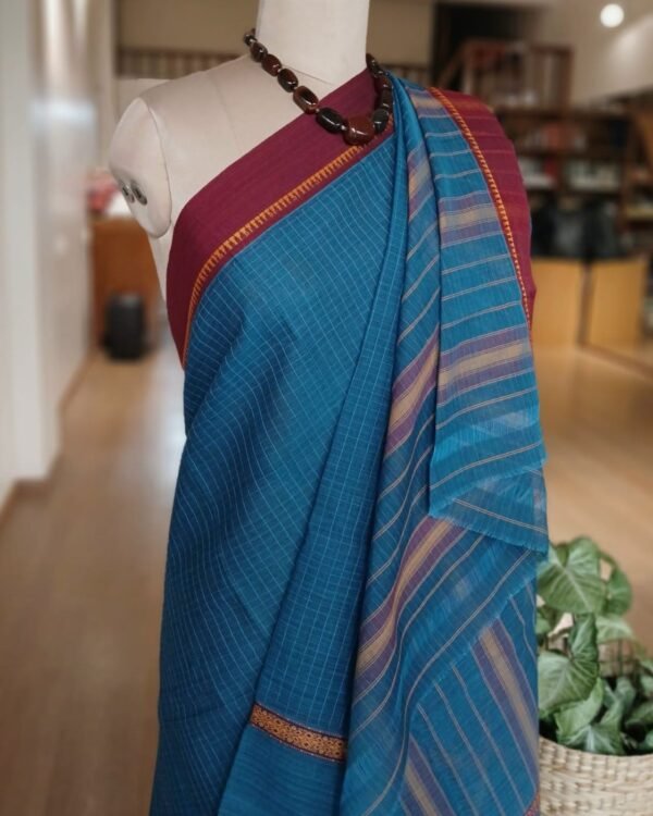 Handloom Cotton Saree from Narayanpet in Telangana - (HCSN0003) - Image 3