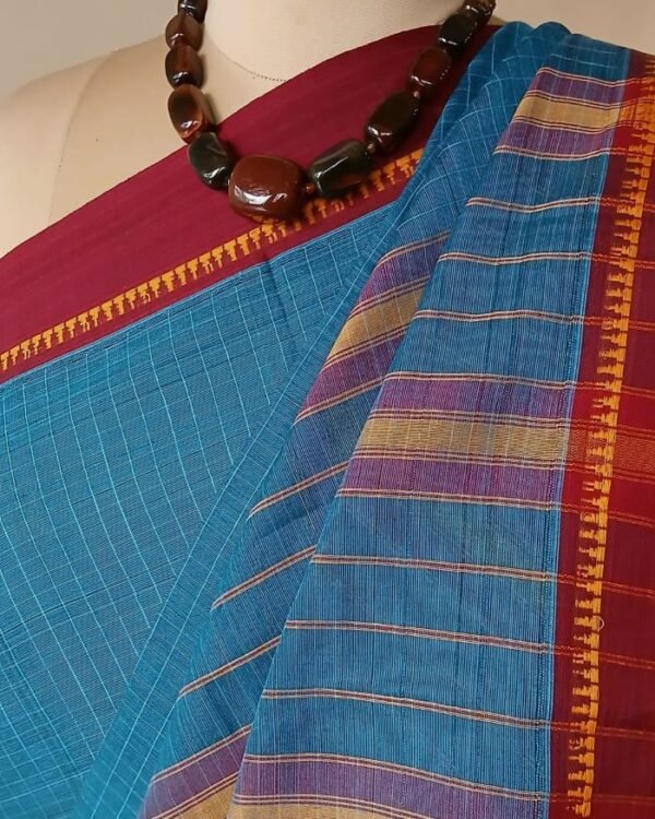 Handloom Cotton Saree from Narayanpet in Telangana - (HCSN0003) - Image 5