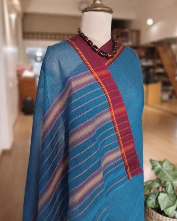 Handloom Cotton Saree from Narayanpet in Telangana - (HCSN0003) - Image 6
