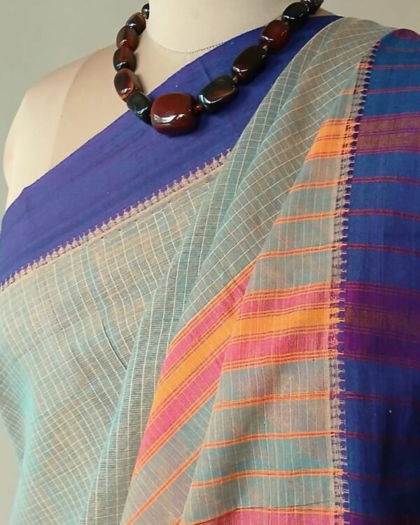 Handloom Cotton Saree from Narayanpet in Telangana - (HCSN0004) - Image 4