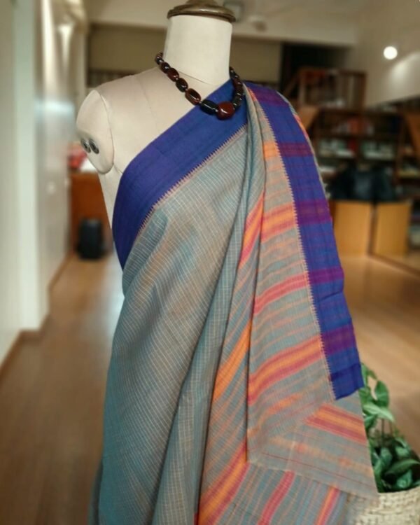 Handloom Cotton Saree from Narayanpet in Telangana - (HCSN0004) - Image 3