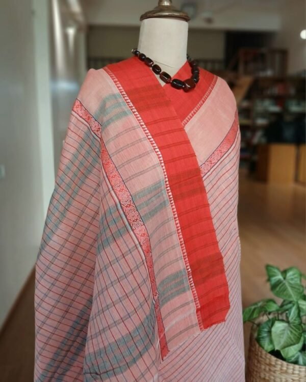 Handloom Cotton Saree from Narayanpet in Telangana - (HCSN0005) - Image 6