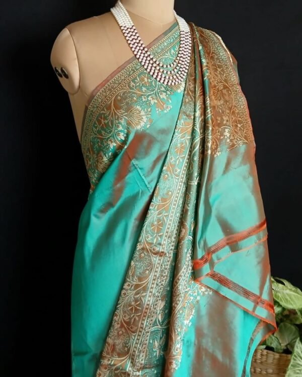 No Zari Banarasi pure Katan Silk saree - (BANA0026) - Image 4