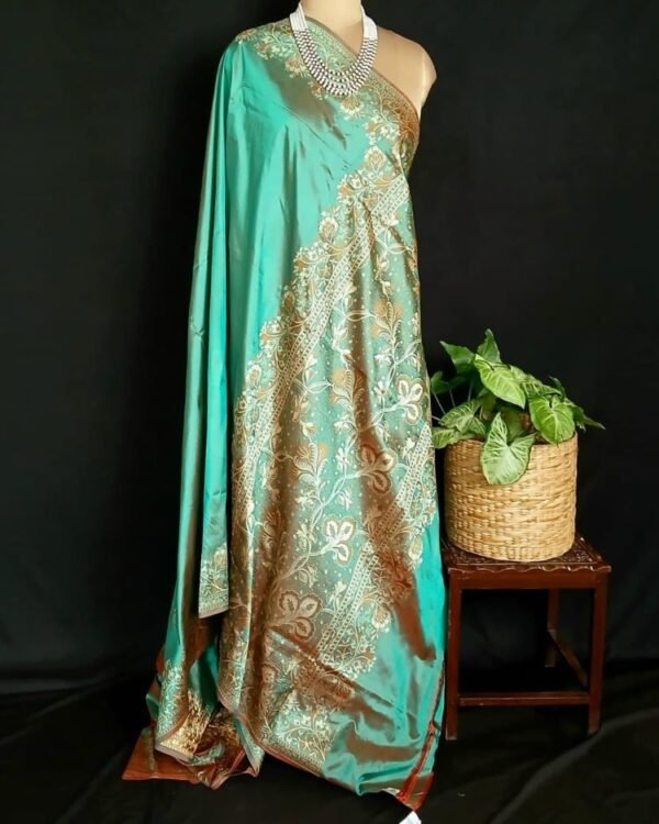 No Zari Banarasi pure Katan Silk saree - (BANA0026) - Image 5