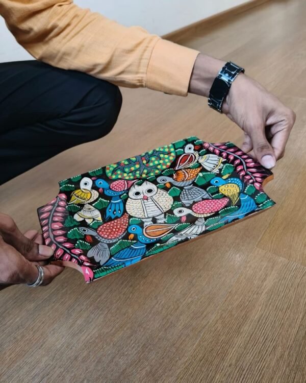 Handpainted Wooden Tray from Bengal - (HWTB0001) - Image 2
