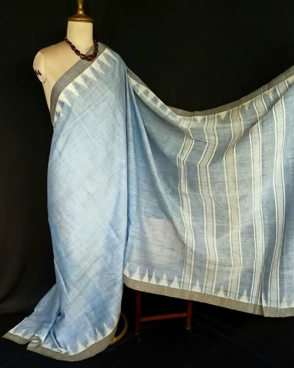 Ponduru Handspun Handwoven Cotton Saree with Temple Border - (POND0008) - Image 3