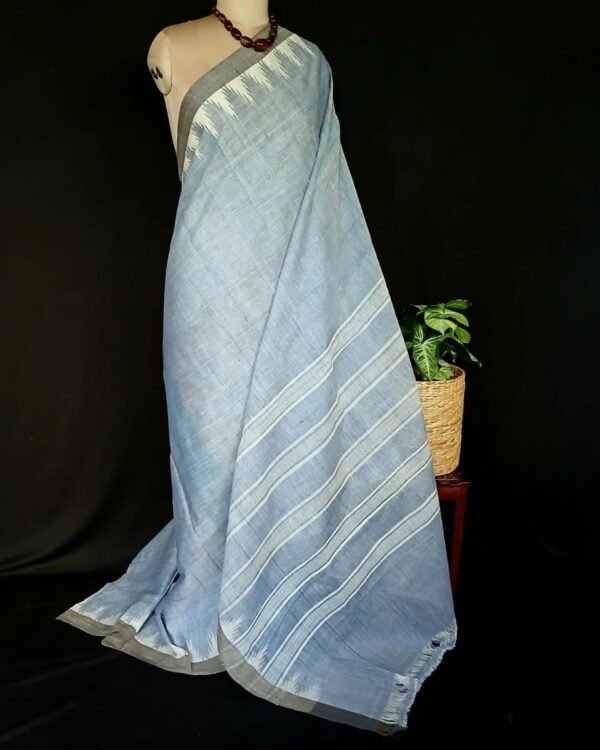 Ponduru Handspun Handwoven Cotton Saree with Temple Border - (POND0008) - Image 5