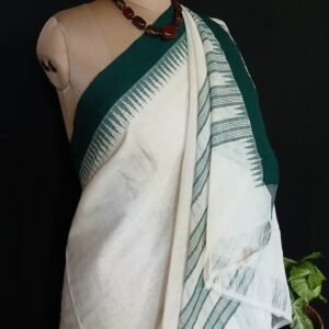 Ponduru Handspun Handwoven Cotton Saree with Temple Border - (POND0009)