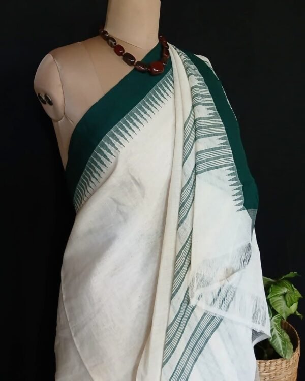 Ponduru Handspun Handwoven Cotton Saree with Temple Border - (POND0009)